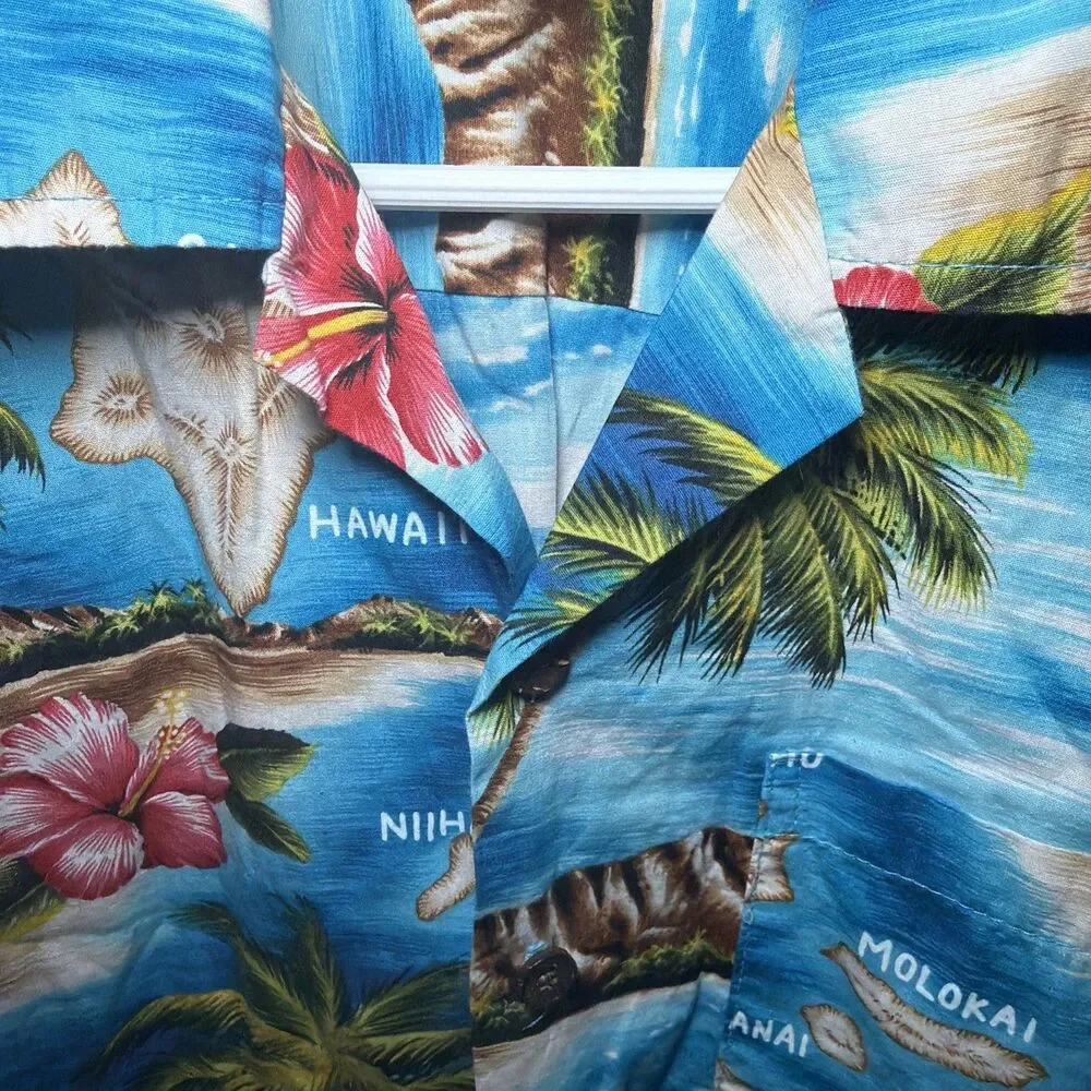 Vintage RJC‎ Boys Size 10 Floral Island Print Hawaiian Shirt Made In Hawaii